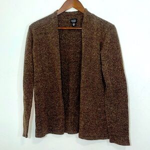 Eileen Fisher Brown Long Sleeve Merino Wool Cardigan Open Front Petite Large